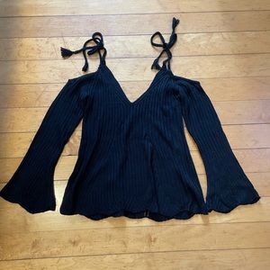 Long sleeve open shoulder sweater